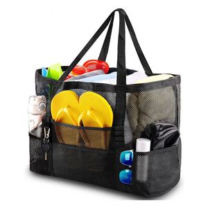 Sac de plage en maille grande capacité, sac de plage familial, sac à serviettes de plage à 9 poches – Offre Spéciale - Product Image 1