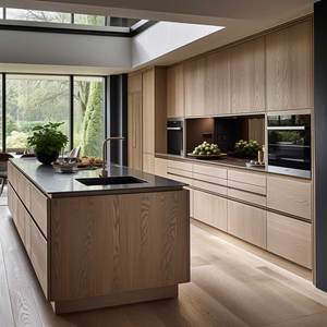 Vermonhouzz Prix de gros Placage de bois naturel Couleur Porte de four à <span class=keywords><strong>micro</strong></span>-ondes <span class=keywords><strong>Design</strong></span> moderne Nouveau Placards de cuisine - Product Image 5