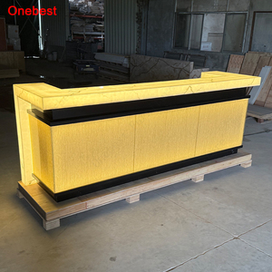 Bancone <span class=keywords><strong>Bar</strong></span> Portatile Solare a LED in Pietra Onice, Arredamento di Alta Gamma in Corian per Nightclub e Locali Musicali - Product Image 2