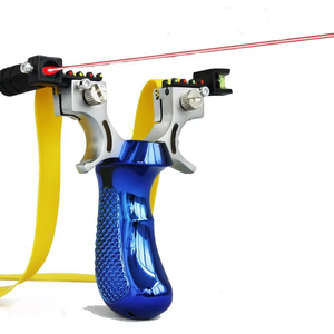 Toptan yüksek kaliteli degrade mavi reçine çelik sapan kırmızı lazer parlak yay kafa düz lastik bant avcılık aksesuarları - Product Image 2