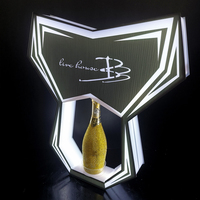 Porte-bouteilles rond en acier inoxydable avec télécommande pour discothèque, étagères à vin, présentoir à bouteilles lumineux LED de style moderne