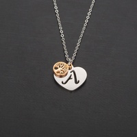 Vente en gros de bijoux de mode pour femmes pendentif à breloque en or rose avec lettre initiale du cœur