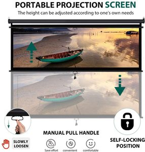 Salange — écran de projecteur rétractable, 84 pouces, 16:9 HD, large, noir, manuel, pour cinéma, maison, bureau et jeu vidéo - Product Image 4