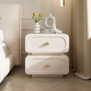 Mesita de Noche Blanca de Madera con Cajones de Almacenamiento, Mesitas de Noche para Dormitorio, Mesa Auxiliar con Cajones, Almacenamiento de Madera para Cama - Product Image 4