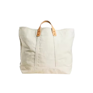 Grand fourre-tout Est-Ouest Toile de Coton Lavable Non Teinte Non Blanchie Fermeture à Glissière Deux Poignées pour Transporter l'Épicerie un Week-end pour - Product Image 1
