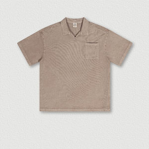 เสื้อยืดแขนสั้นทรงปกติสไตล์วินเทจสำหรับผู้ชาย ผ้าคอตตอน 100% คุณภาพสูง ล้างสีแบบแอซิดวอช - Product Image 1