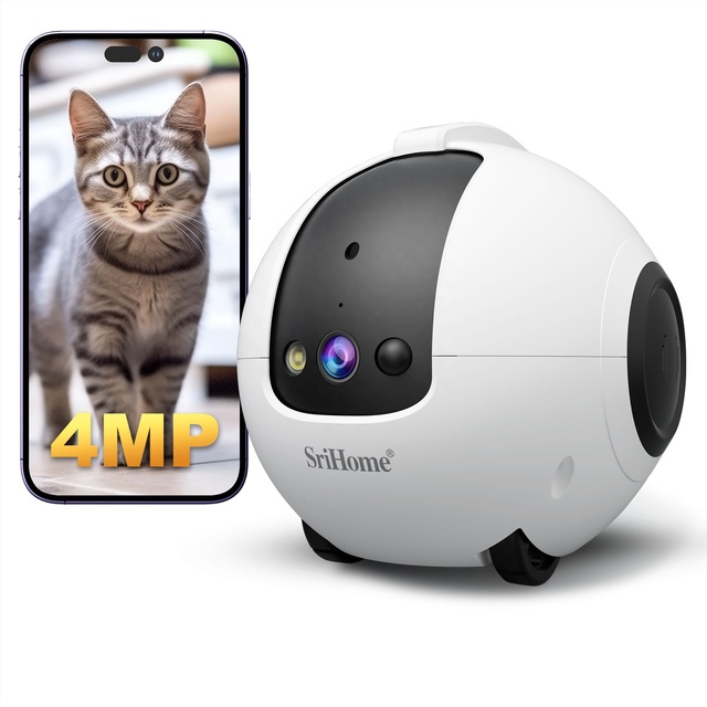 4MP Pet Companion Camera Two-way Audio 2.4g Wifi Cat Robot Toy Cat Teaser Infrared Laser 2k Home Pet Camera Pet Monitoring