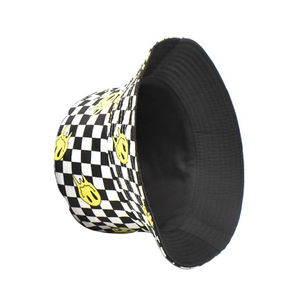Hip Hop soleil casquettes extérieures femmes hommes <span class=keywords><strong>Bob</strong></span> casquette Gorras pliable dessin animé <span class=keywords><strong>jaune</strong></span> visage Plaid Panama pêcheur chapeaux sourire visage seau chapeau - Product Image 2