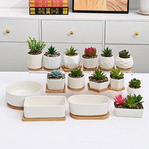 Bandeja de cerámica Rectangular grande de porcelana blanca, maceta pequeña sencilla transfronteriza, maceta <span class=keywords><strong>suculenta</strong></span> especial, porcelana blanca grande - Product Image 3