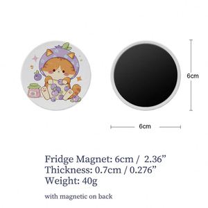 Aimant de réfrigérateur en céramique rond avec motif de chat de dessin animé, impression UV, aimant de réfrigérateur personnalisé, aimant de réfrigérateur en céramique vierge pour sublimation - Product Image 6