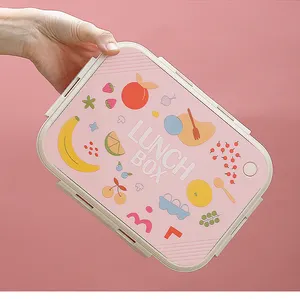 Hot Sale High Quality Tiffin 304 Stainless Steel PP Plastic Lid Bento Box Inox Sustainable Lunch Box Kids Children Lunch Box