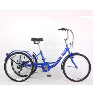 Tricycle à pédales électrique à assistance électrique 7 vitesses 24 pouces, capacité de charge de 300 kg, tricycle de transport robuste, cadre en acier à haute teneur en carbone épaissi - Product Image 1
