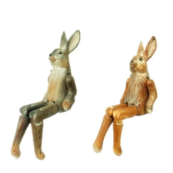 Selim de animais de madeira, venda quente, promocional, esculpido, animais, prateleira, sentado, decoração de coelho, madeira