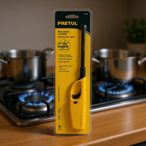 Briquet électronique rechargeable Pretul ENC-27, allumage piézoélectrique portable de 27 cm, alimenté par USB, en plastique et en métal - Product Image 2