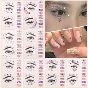 INS vent diamant visage maquillage des yeux larmes brillant diamant visage bijoux visage diamant ongle bijou autocollant tatouage autocollant