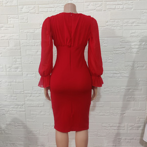 Abito a Maniche Lunghe Primavera Autunno Abiti Africani <span class=keywords><strong>per</strong></span> Donne <span class=keywords><strong>Sexy</strong></span> Scollo a V Trasparente Abito Aderente da Ufficio Festa <span class=keywords><strong>Abbigliamento</strong></span> Africano - Product Image 6