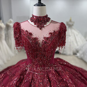 Pour Jancember XS159 Gossamer rouge femmes robe de bal cristal paillettes gland perlé Appliques broderie pour les fêtes - Product Image 5