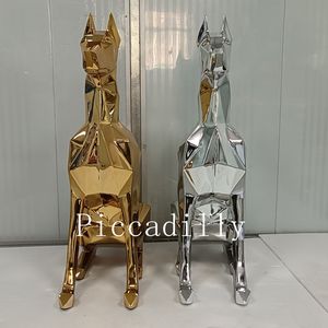 <span class=keywords><strong>Estatua</strong></span> de <span class=keywords><strong>Doberman</strong></span> doplate de fibra de vidrio, electrochapado, personalizada de fábrica, a la venta - Product Image 2