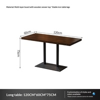 Ensemble de meubles de café vintage américain industriel, table à manger en placage de bois, canapé en cuir, chaise de bar, restaurant