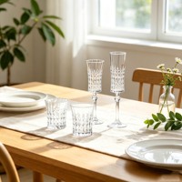 Lot de 6 verres à vin en verre renforcé, transparents et très résistants, pour la décoration de table de mariage et de fête