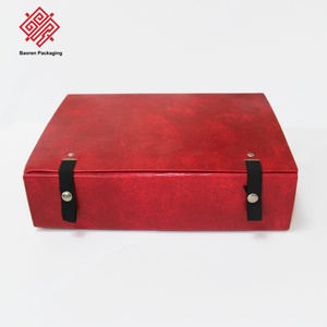 Baoren Factory Price Rigid Paperboard Gift <b>Boxes</b> With Snap Button Red Rectangle High-End Small Business Folding Packaging Box - Product Image 2