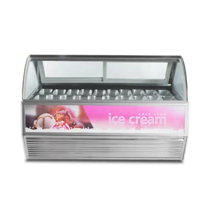 Glass Top Refrigerated <strong>Silver</strong> Multi Plate Curved Ice Cream Display <strong>Freezer</strong> - Product Image 1