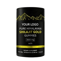 Suplemen Gummy Shilajit Himalaya Murni OEM dengan Ashwagandha, Suplemen Energi Alami untuk Pemulihan Otot