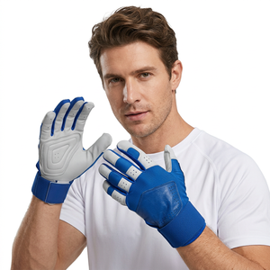 Gants de frappe en cuir bleu respirants avec fermeture auto-agrippante unisexe pour adultes, entraînement, ambidextres, doigts entiers - Product Image 1