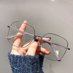 New Simple Super Big square Metal <strong>Frame</strong> Women's Retro Anti-blue Light Blocking Glasses Optical Computer Glasses <strong>Frame</strong> - Product Image 6