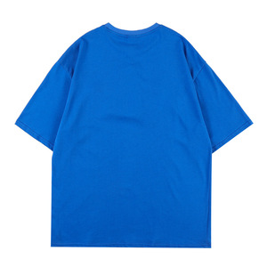 Camiseta Azul Extra Grande para Hombre, Cuello Redondo, Manga Corta, Letra Bordada, Estilo Casual Urbano, Logotipo Personalizado - Product Image 4