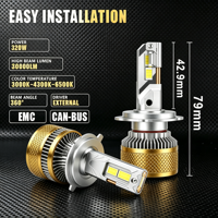 Ampoule de phare LED RISING G105 320W 30000LM H4 H7 9005 9006 6500K Blanc avec ventilateur de refroidissement et tube en cuivre pour voiture