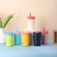 Nuevo vaso aislado al vacío de acero inoxidable con aislamiento de botella de agua para niños de viaje OWA de 12oz con pajita Flexible resistente a derrames