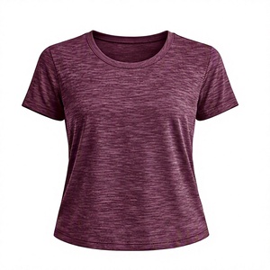 เสื้อกล้ามผู้หญิงแบบขายส่ง OEM คอกลม แขนสั้น ทรงหลวม สีพื้น สำหรับออกกำลังกายและสวมใส่ลำลอง แห้งเร็ว ด้านหน้าเป็นผ้าแห้งเร็ว - Product Image 6