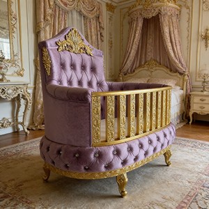 <span class=keywords><strong>Cuna</strong></span> o Cama de Madera Tapizada en Terciopelo Estilo Europeo, Muebles Comerciales Duraderos y Ecológicos - Product Image 3