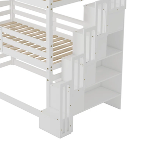 <span class=keywords><strong>Lit</strong></span> superposé triple en bois massif moderne <span class=keywords><strong>pour</strong></span> enfants avec design convertible et étagères de rangement - Product Image 5
