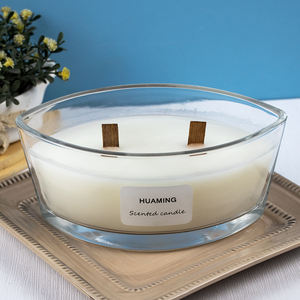 Pot en verre <span class=keywords><strong>de</strong></span> cire <span class=keywords><strong>de</strong></span> soja naturelle Bougie parfumée <span class=keywords><strong>de</strong></span> <span class=keywords><strong>cheminée</strong></span> large poreuse unique Pack cadeau <span class=keywords><strong>de</strong></span> 2 mèches en bois Bougies parfumées extrêmement grandes - Product Image 4