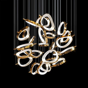 ثريا كريستال فاخرة بإضاءة LED على شكل حلقات معدنية، إضاءة للحفلات والفلل وغرف المعيشة والفنادق والمطاعم، 30-80 E27 360 - Product Image 4