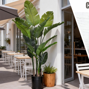 Plante artificielle de haute qualité, feuilles réalistes au toucher, Strelitzia Nicolai, résistante au feu, faux oiseau de paradis pour l'intérieur et l'extérieur - Product Image 2