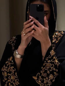 Robe de soirée Abaya longue à manches longues en polyester respirant, style <span class=keywords><strong>turc</strong></span> élégant et luxueux, ornée de perles, pour femmes, pour l'Aïd - Product Image 1