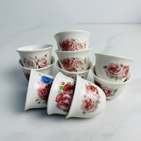 Design chinois moderne Cawa 80CC céramique fleur rôtie or tasse à thé tasse à boire en porcelaine pour dubaï moyen-orient arabe