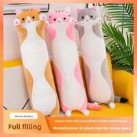 Peluche chat longue transfrontalière, coussin-poupée mignon en coton PP, hauteur réglable, pour 14 ans et plus, pour dormir et se prélasser, avec support de jambe, fabriqué en Chine