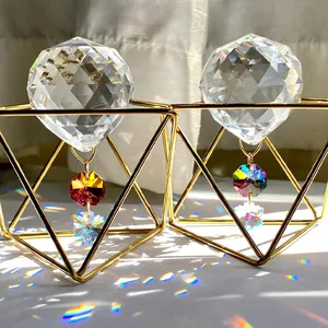 unique design home table decoration metal standcrystal glass ball suncatcher kits