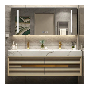 Mobile <span class=keywords><strong>Bagno</strong></span> in Alluminio Durevole a Prezzo Conveniente con Lavabo Doppio e Armadietto Portasciugamani - Product Image 2