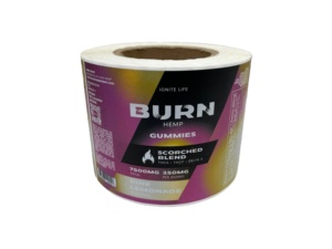 Étiquette adhésive colorée en PET argenté, étanche, <span class=keywords><strong>de</strong></span> qualité alimentaire, pour emballage <span class=keywords><strong>de</strong></span> bonbons gommeux au <span class=keywords><strong>chanvre</strong></span>, étiquette oblongue, prix usine - Product Image 5