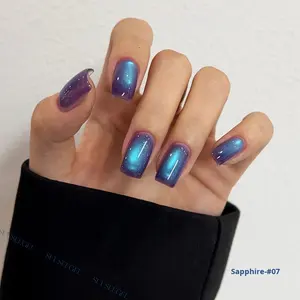 Suuseegel Set Kuku Mata Kucing Cahaya Bulan 10 Warna Baru  Cat Kuku Gel UV Batu Permata Biru Tahan Lama untuk Salon Kuku - Product Image 4