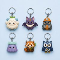 Porte-clés personnalisés en PVC et ABS, figurines d'animaux, veilleuses LED en forme de lune, série de boîtes mystères, cadeau pour chambre de bébé, fabricant OEM ODM, vente en gros