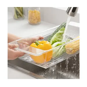 新型透明无脏器干燥塑料食品储存容器在厨房水槽排水器上