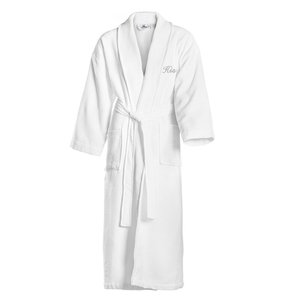 <span class=keywords><strong>Set</strong></span> di <span class=keywords><strong>accappatoi</strong></span> per asciugamano in cotone bianco con accappatoio in spugna per Waffle lungo Unisex con Logo personalizzato all'ingrosso - Product Image 2