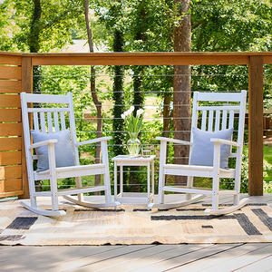 DU'S <strong>White</strong> Outdoor <strong>Rocking</strong> <strong>Chair</strong> Classic Garden <strong>Chair</strong> Patio Deck <strong>Chair</strong> with Armrests - Product Image 4
