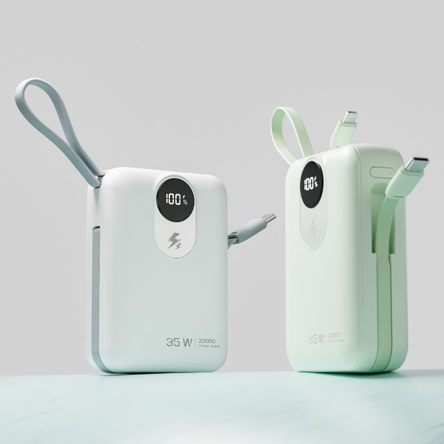 Hot-selling Large-Capacity Portable 20,000mAh PD 22.5W/35W/45W Fast-Charging Power Bank with Built-in Cable and Digital Display